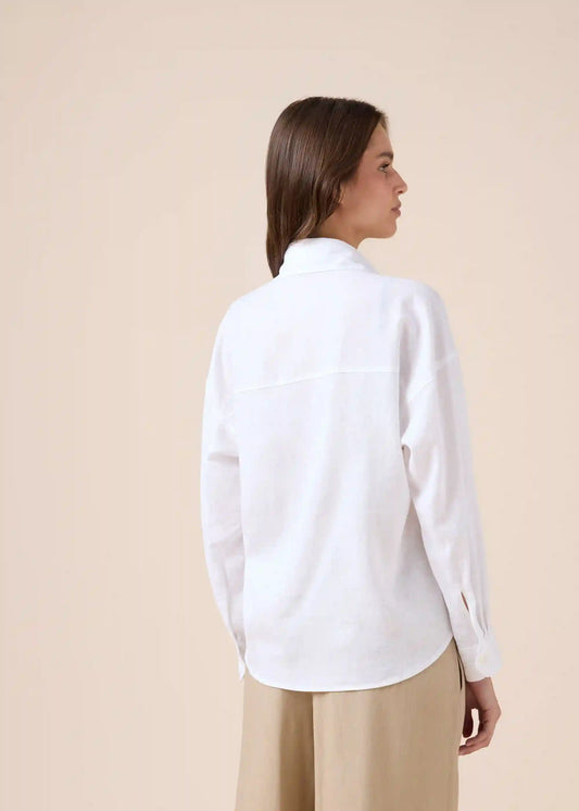 Cropped Linen and Viscose Shirt