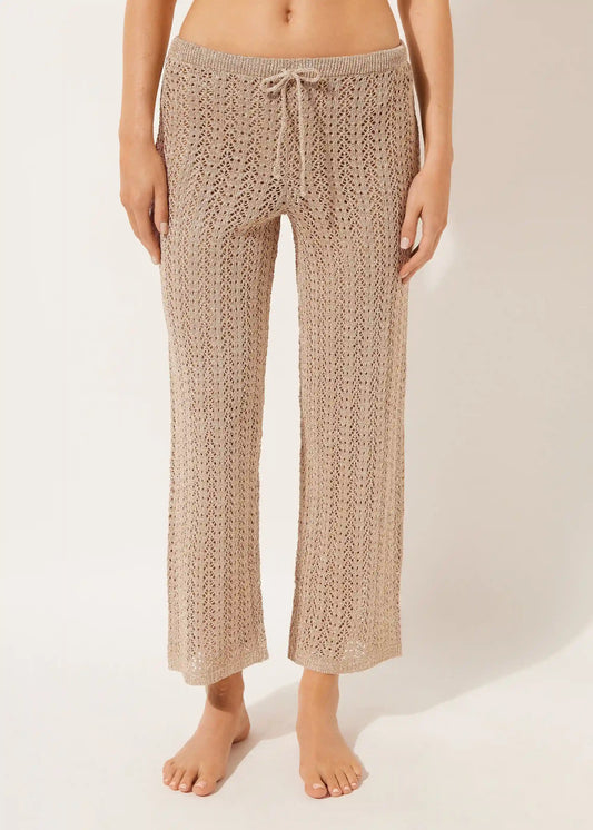 Long Crocheted Lamé Pants