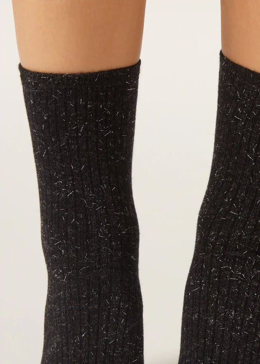 Cashmere Short Socks with Glitter