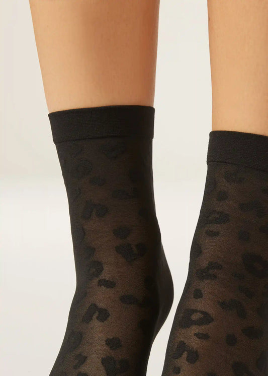 Sheer Animal Pattern Short Socks
