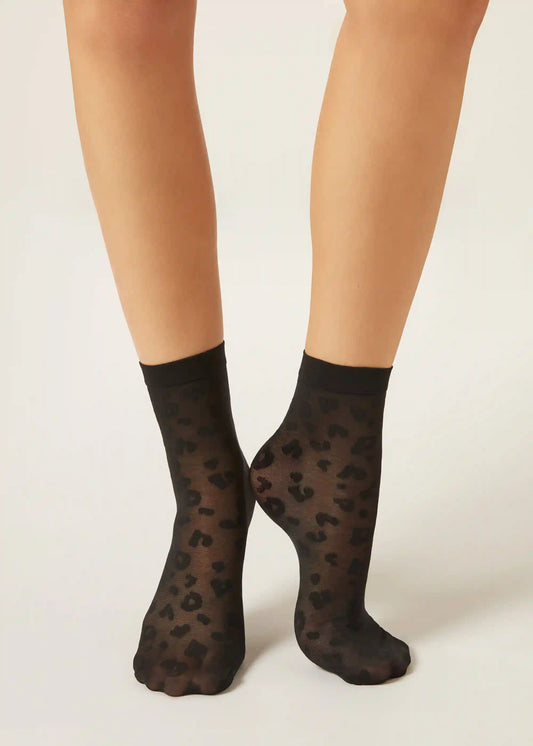 Sheer Animal Pattern Short Socks