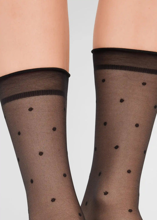 Elastic-Free Sheer Dotted Socks