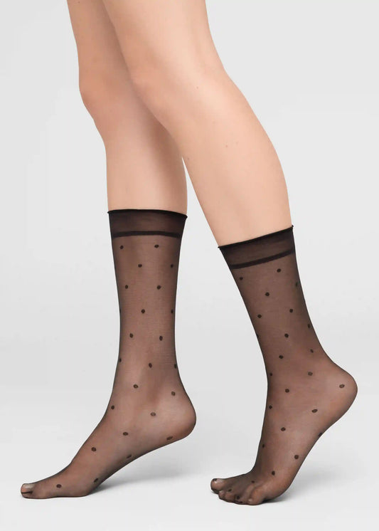 Elastic-Free Sheer Dotted Socks