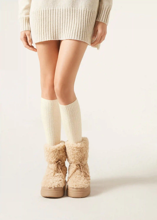Long Ribbed Wool and Cashmere Socks