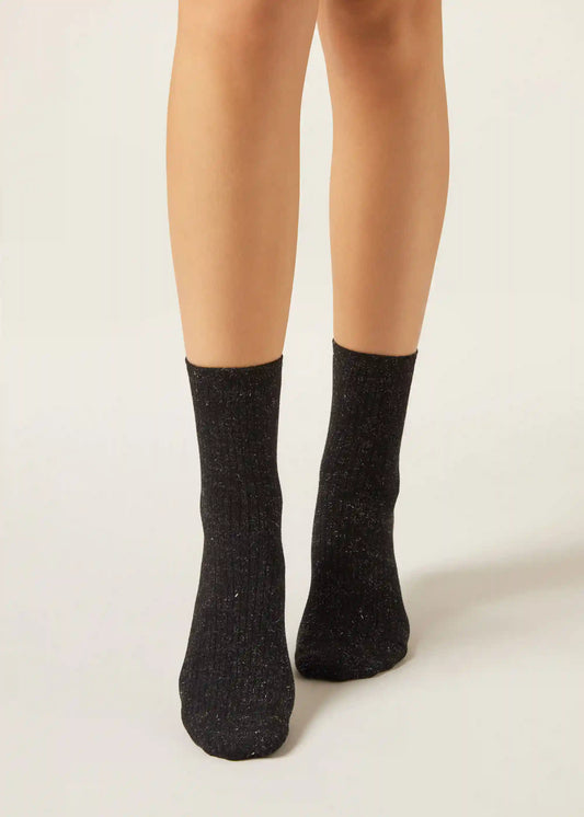 Cashmere Short Socks with Glitter
