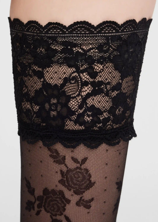 Rose and Dot Thigh High Stockings